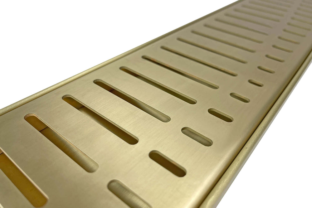 GRATES2GO NATURAL BRASS FLOW PATTERN DRAIN 100MM X 1000MM (CUSTOM SIZES AVAILABLE)