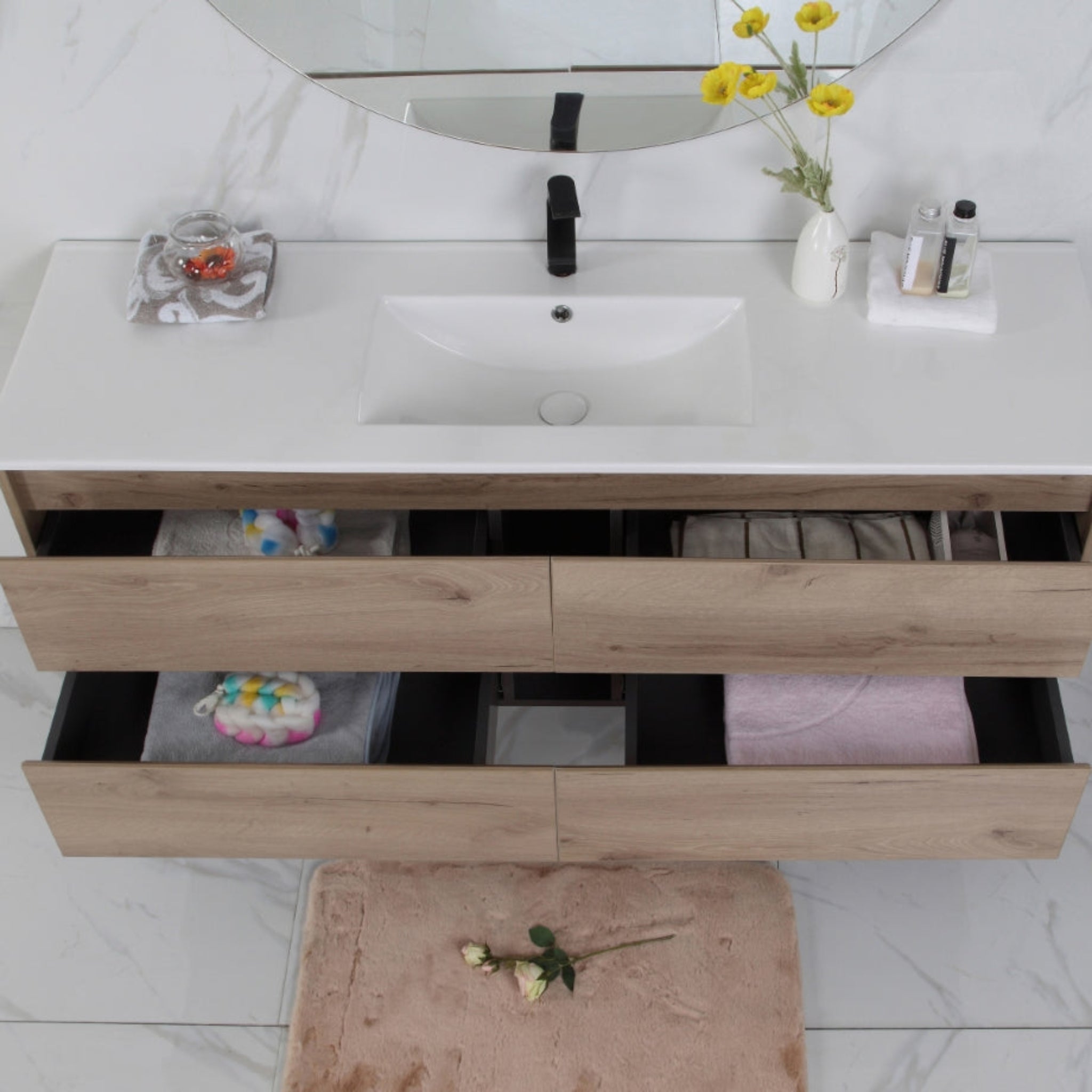 AULIC MAX WHITE OAK 1200MM SINGLE BOWL WALL HUNG VANITY