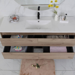 AULIC MAX WHITE OAK 1200MM SINGLE BOWL WALL HUNG VANITY