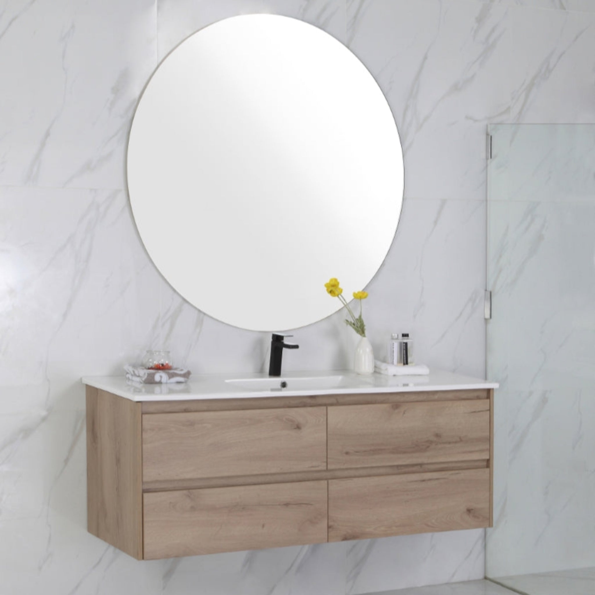 AULIC MAX WHITE OAK 1200MM SINGLE BOWL WALL HUNG VANITY