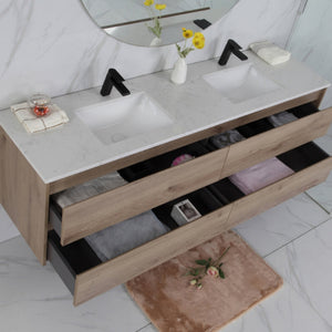 AULIC MAX WHITE OAK 1800MM DOUBLE BOWL WALL HUNG VANITY