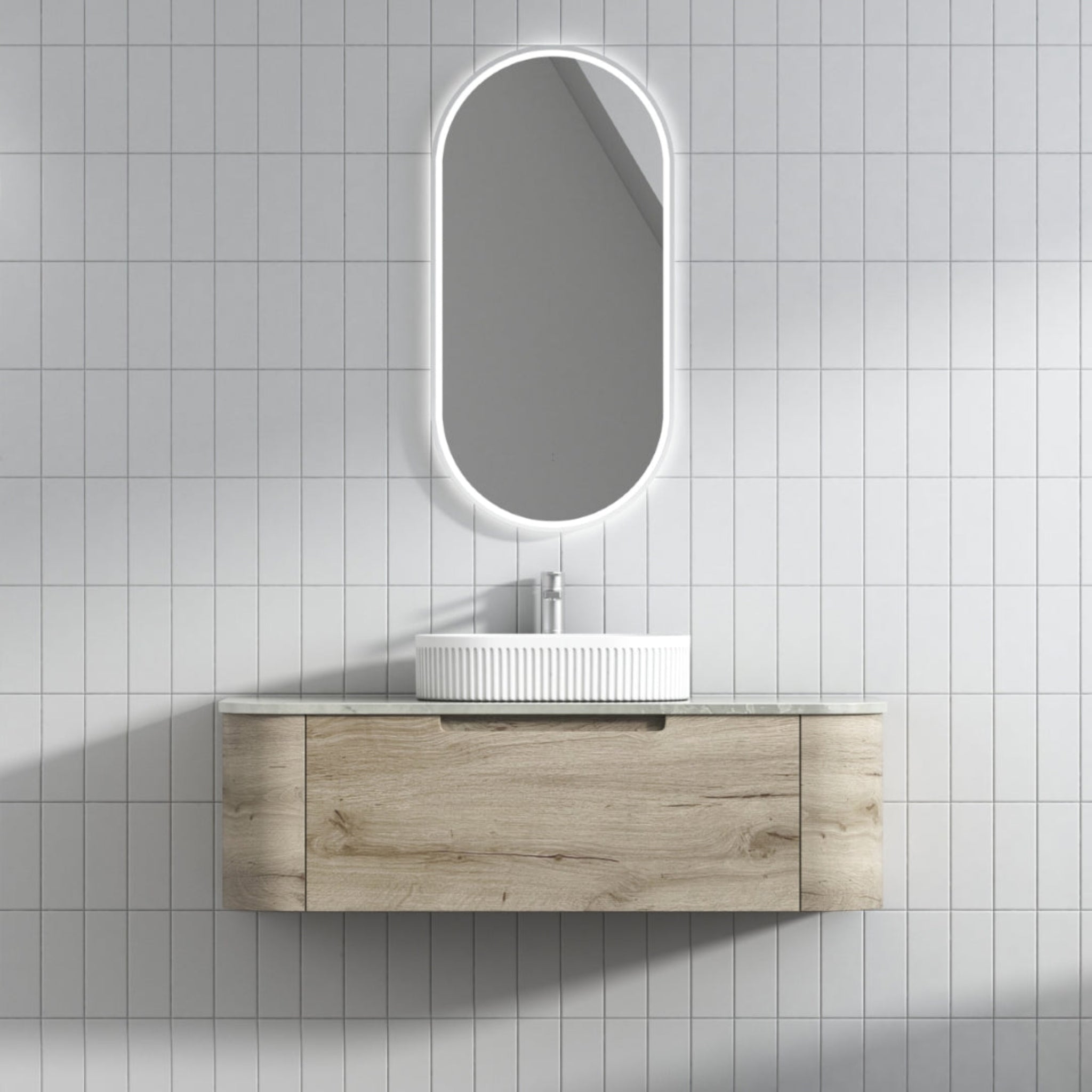 AULIC HAMILTON WHITE OAK 1200MM SINGLE BOWL WALL HUNG VANITY