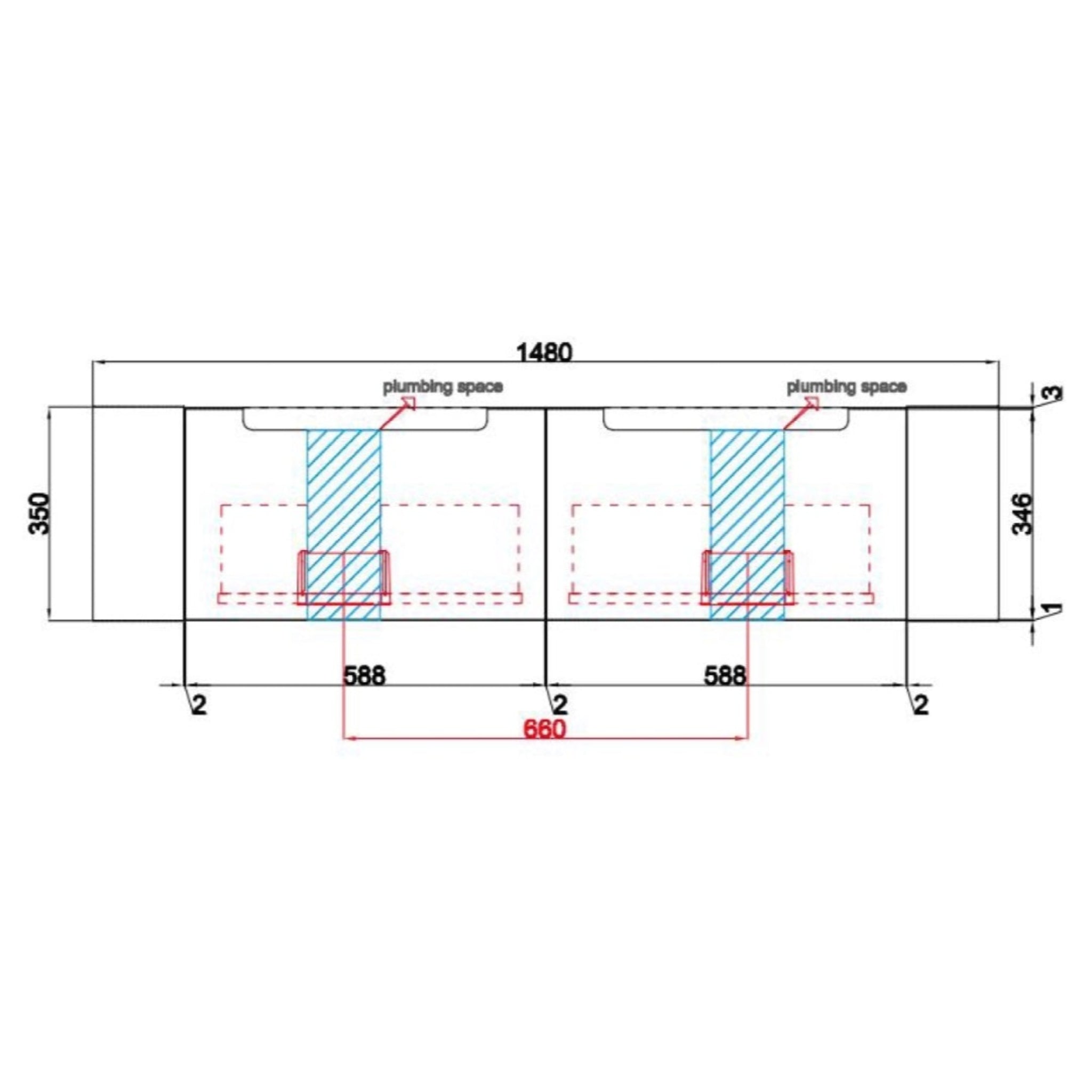 AULIC HAMILTON WHITE OAK 1500MM DOUBLE BOWL WALL HUNG VANITY