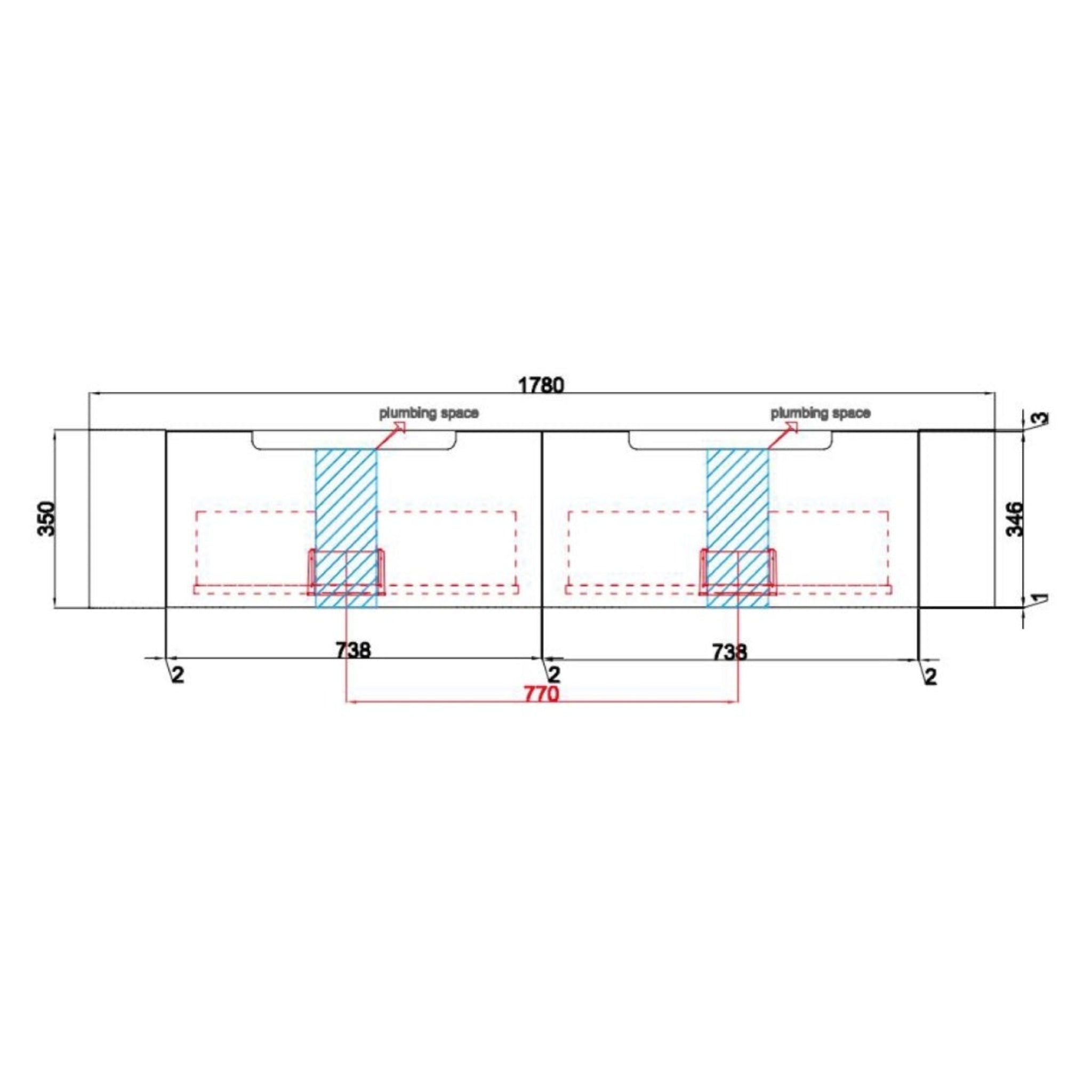 AULIC HAMILTON WHITE OAK 1800MM DOUBLE BOWL WALL HUNG VANITY