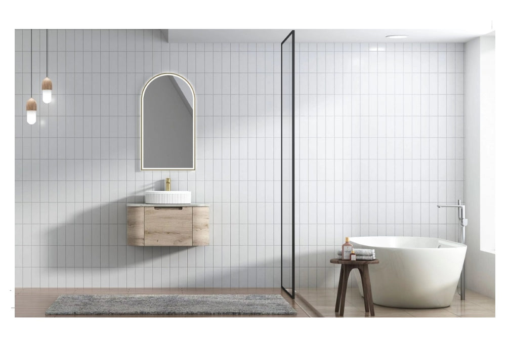 AULIC HAMILTON WHITE OAK 750MM SINGLE BOWL WALL HUNG VANITY