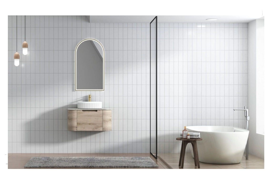 AULIC HAMILTON WHITE OAK 750MM SINGLE BOWL WALL HUNG VANITY