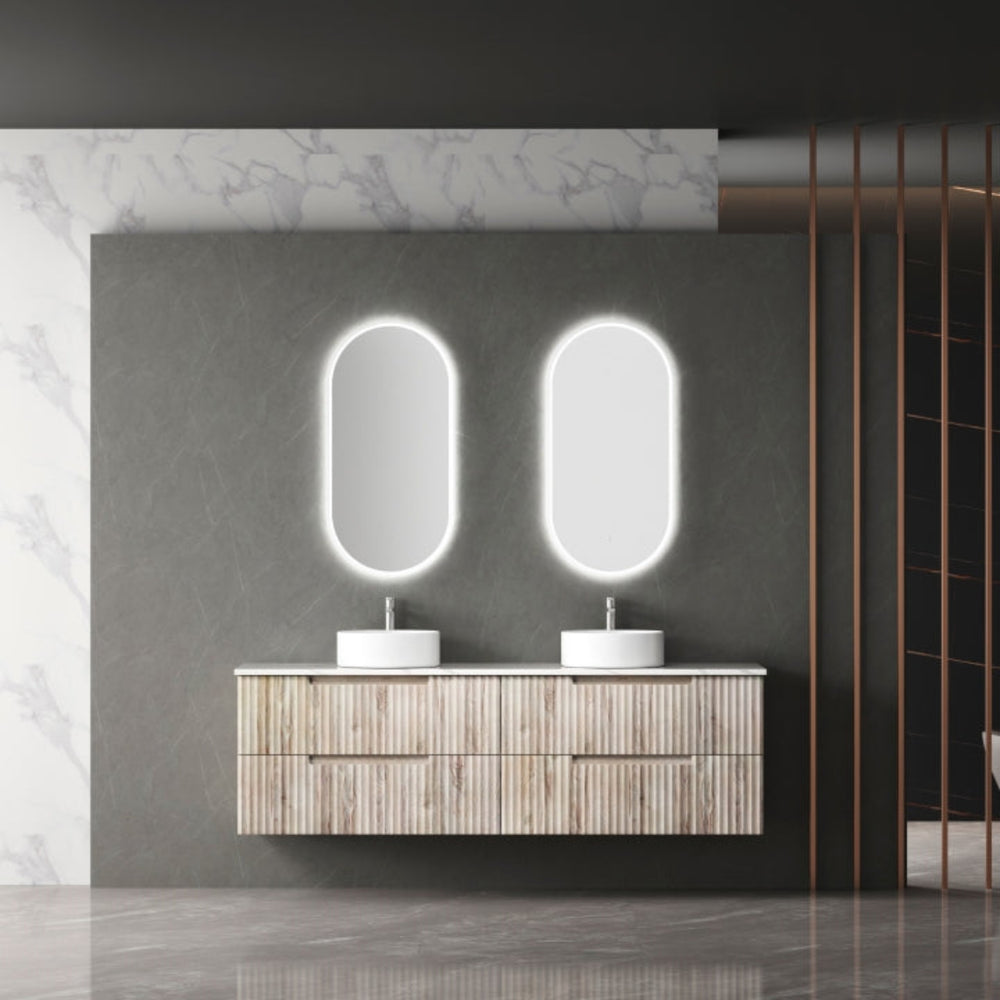 AULIC TUSCANA WOOD GRAIN 1800MM DOUBLE BOWL WALL HUNG VANITY