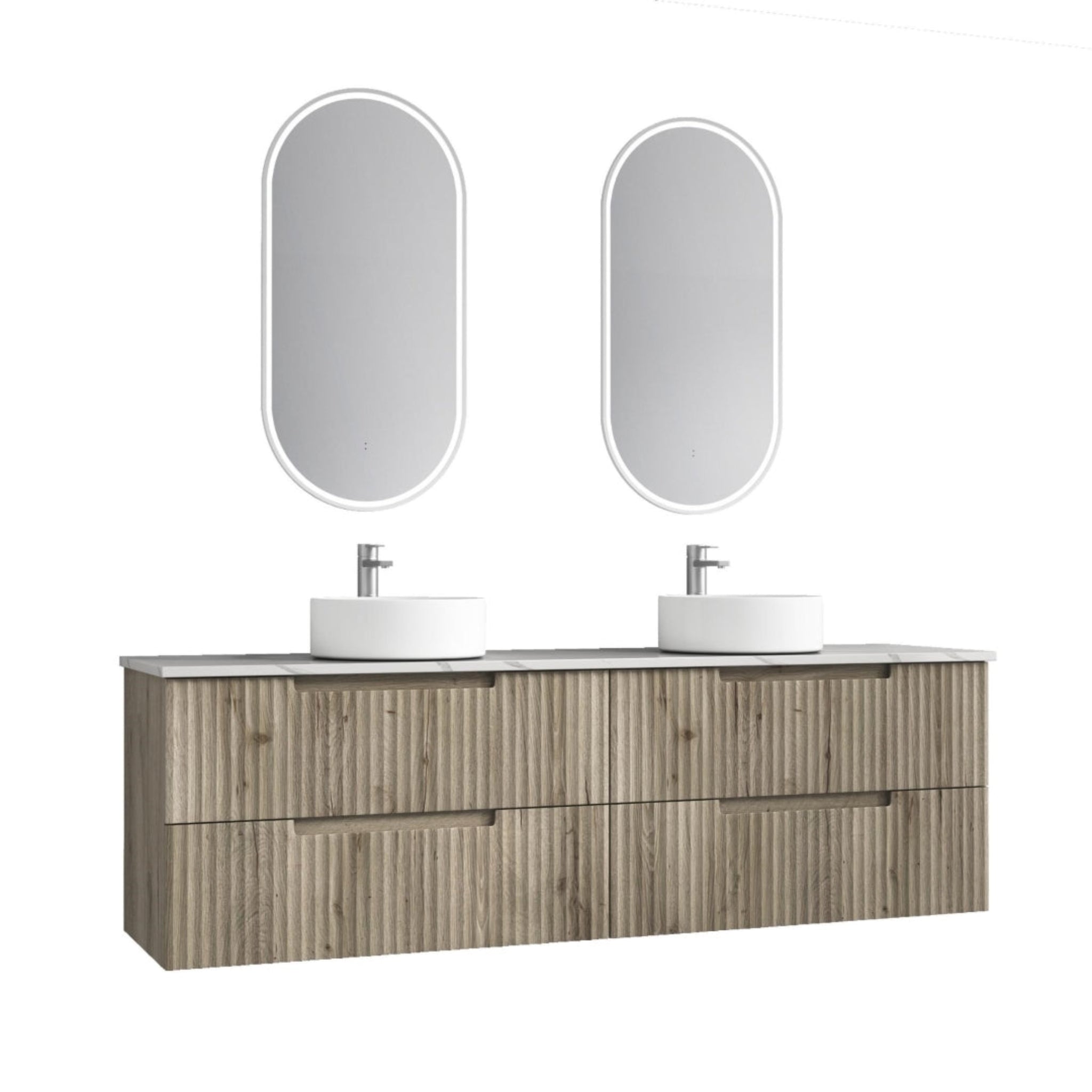 AULIC TUSCANA WOOD GRAIN 1800MM DOUBLE BOWL WALL HUNG VANITY