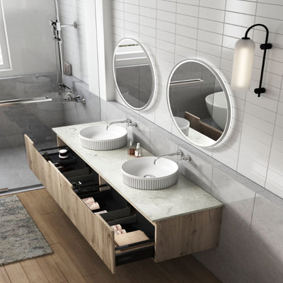 AULIC CALDER NATURAL OAK 1800MM DOUBLE BOWL WALL HUNG VANITY
