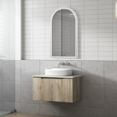 AULIC CALDER NATURAL OAK 750MM SINGLE BOWL WALL HUNG VANITY