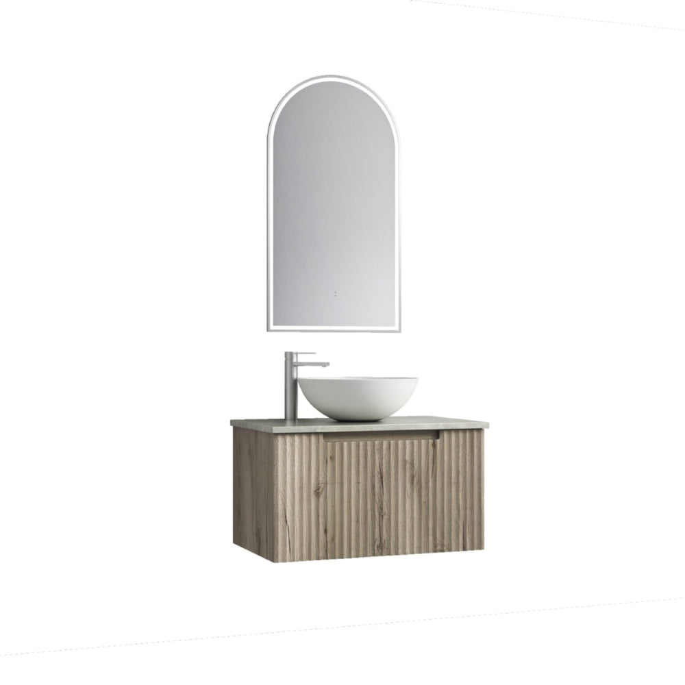 AULIC CALDER NATURAL OAK 750MM SINGLE BOWL WALL HUNG VANITY