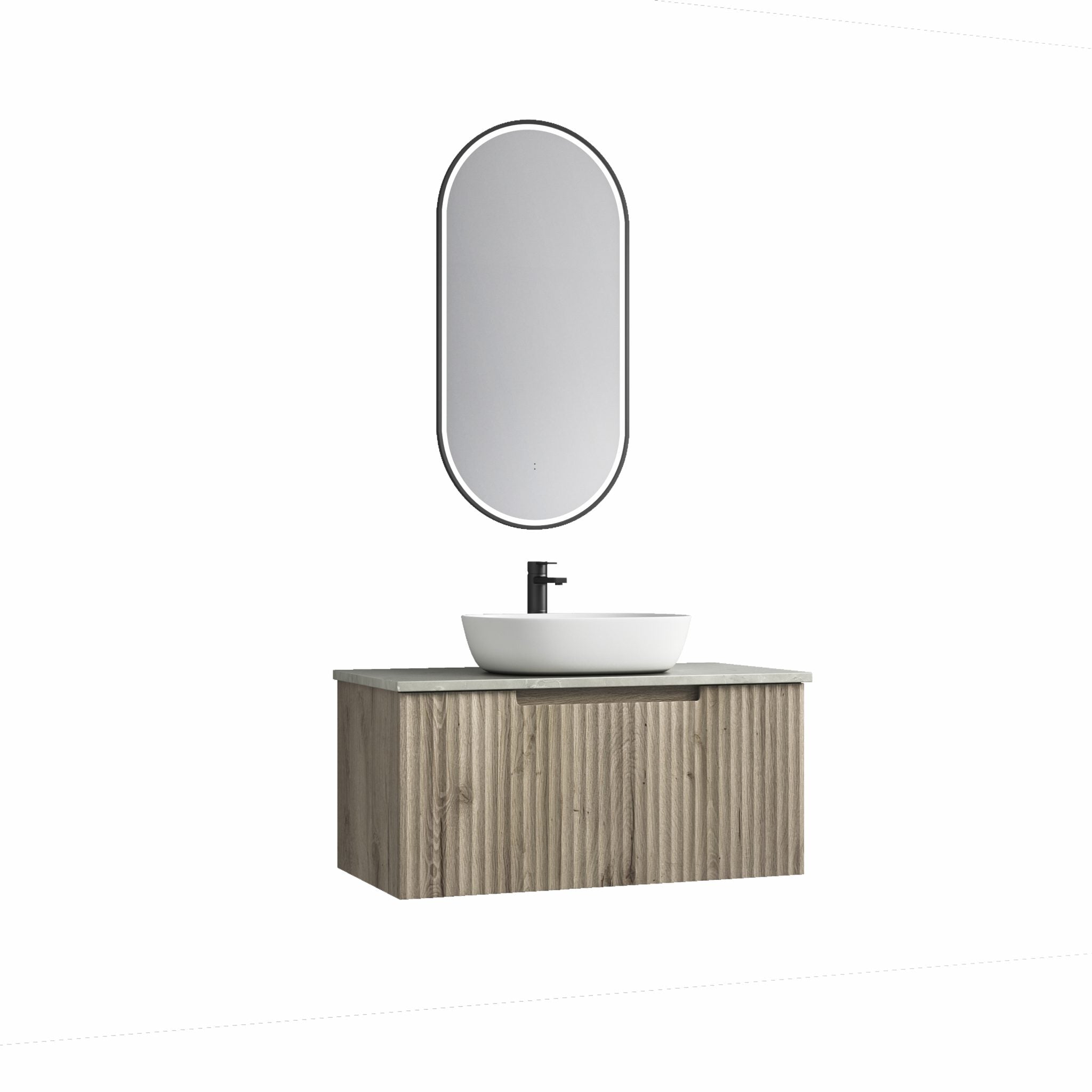 AULIC CALDER NATURAL OAK 900MM SINGLE BOWL WALL HUNG VANITY