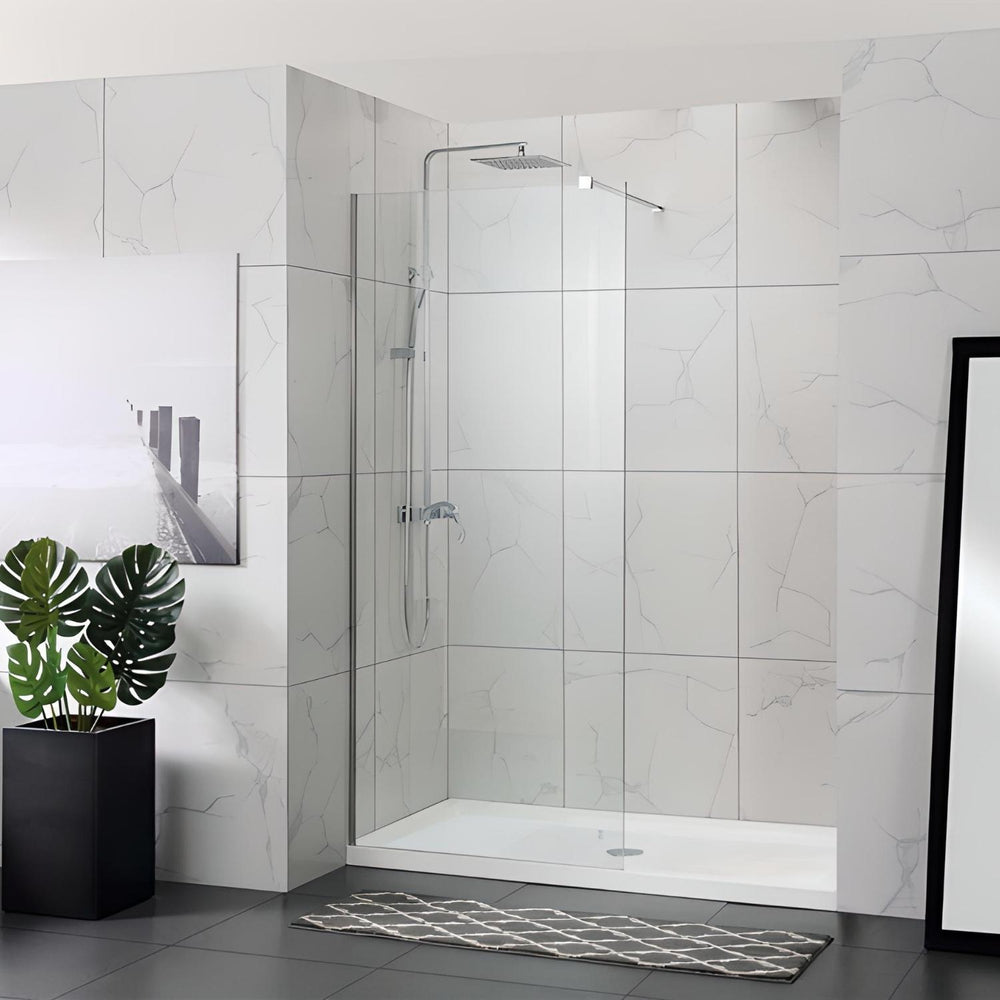 COVEY FRAMELESS WALK IN SINGLE PANEL WITH WALL CHANNEL CHROME