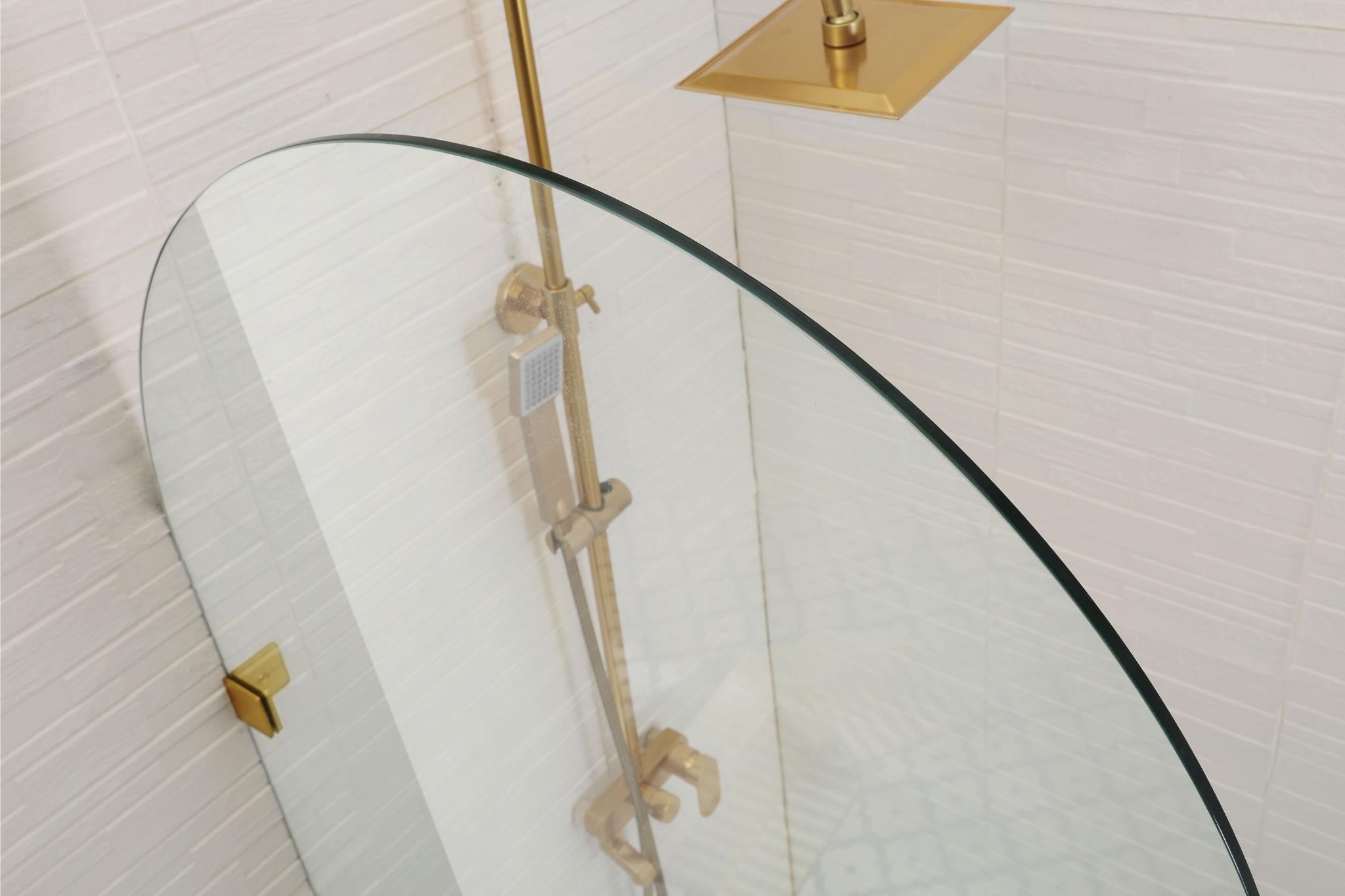 COVEY FRAMELESS ARCH WALK IN SINGLE FIX PANEL SHOWER SCREEN BRUSHED GOLD
