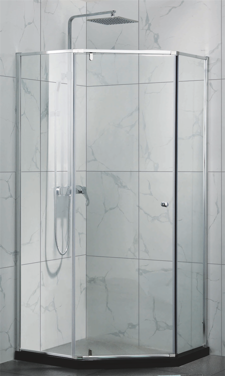 COVEY SEMI-FRAMELESS DIAMOND PIVOT DOOR SHOWER SCREEN CHROME