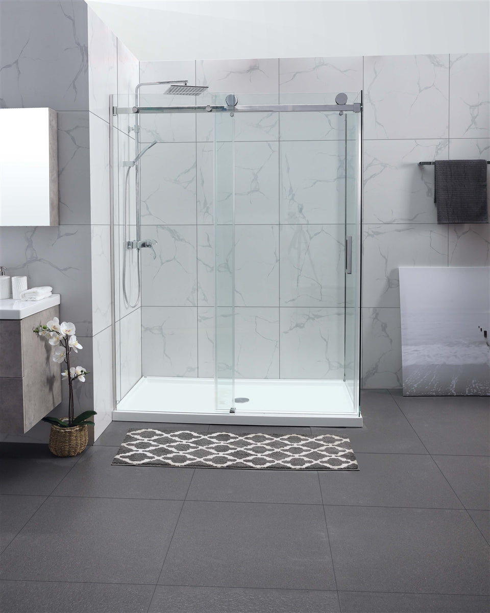 COVEY WALL TO WALL FRAMELESS SINGLE SLIDING DOOR SHOWER SCREEN CHROME