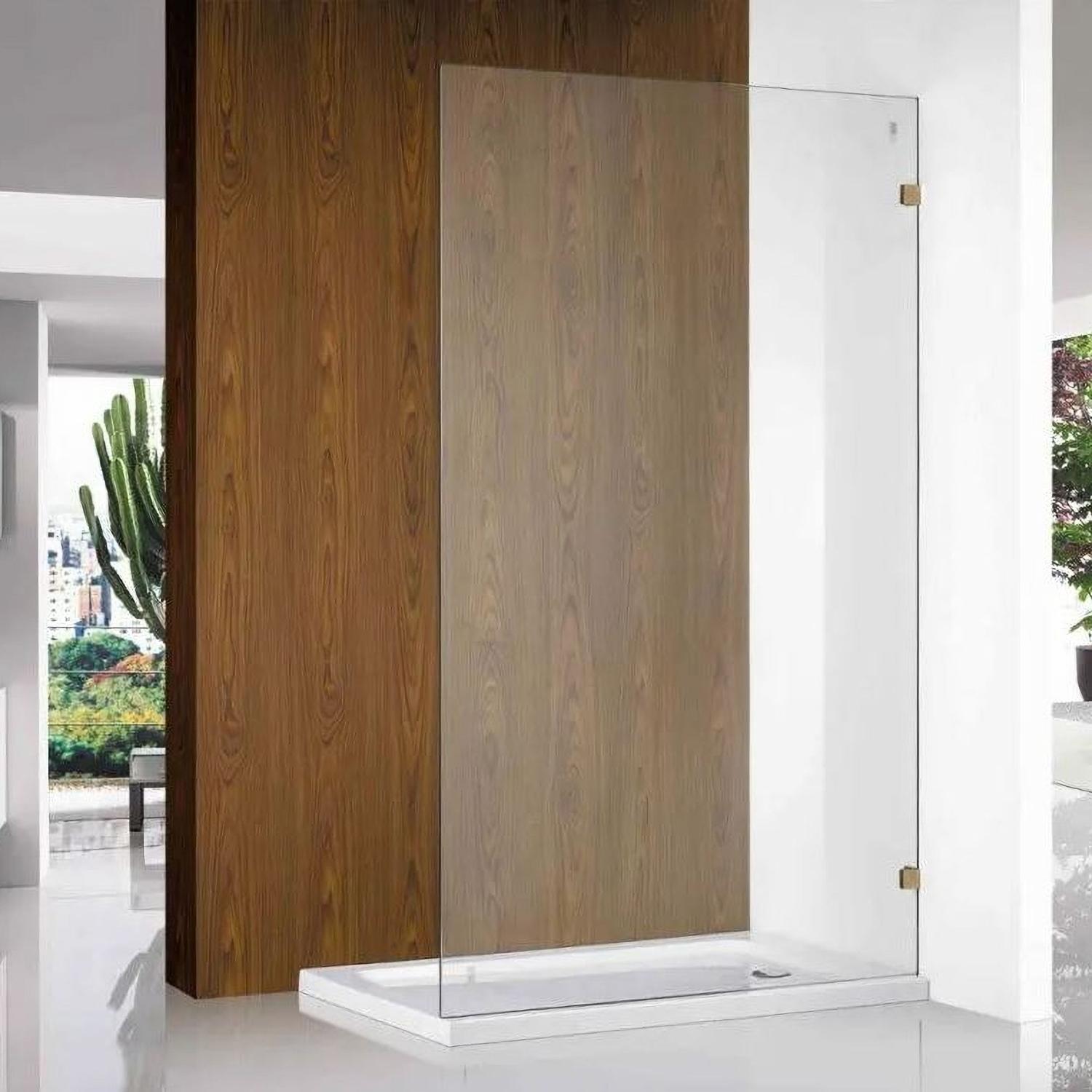 COVEY FRAMELESS WALK IN SINGLE PANEL SHOWER SCREEN BRUSHED GOLD
