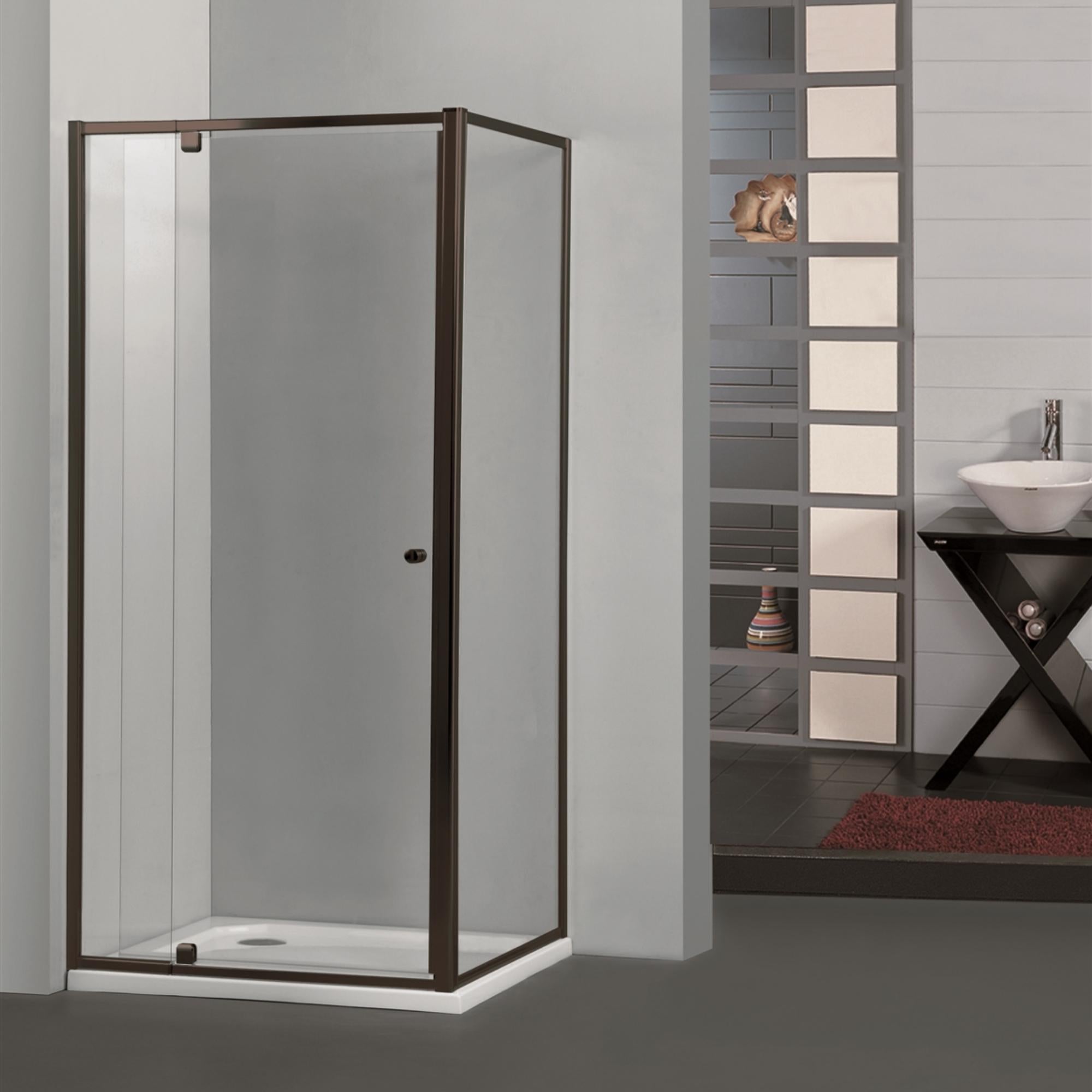COVEY SEMI-FRAMELESS PIVOTAL DOOR SHOWER SCREEN BLACK