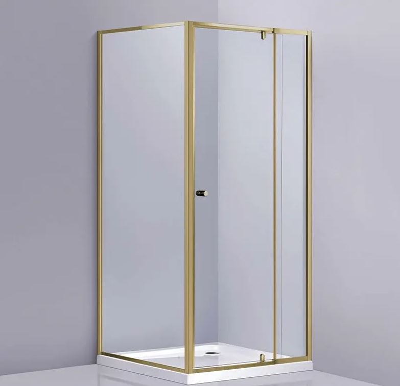 COVEY SEMI-FRAMELESS PIVOTAL DOOR SHOWER SCREEN LIGHT GOLD