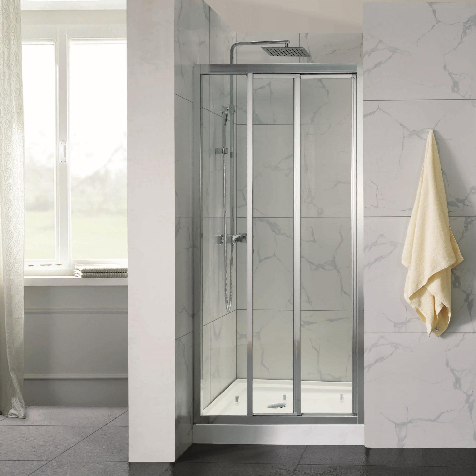 COVEY SEMI-FRAMED TRIPLE SLIDING DOOR WITH 3 PANEL SHOWER SCREEN CHROME