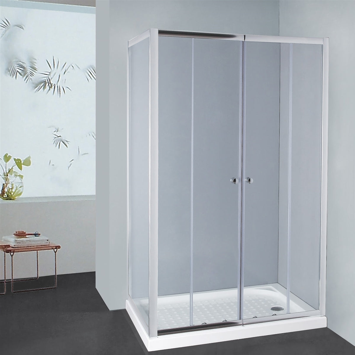 COVEY SQUARE SEMIFRAMELESS DOUBLE SLIDING DOOR CHROME