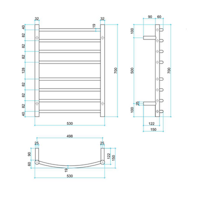 THERMOGROUP CURVED ROUND LADDER HEATED TOWEL RAIL 530MM