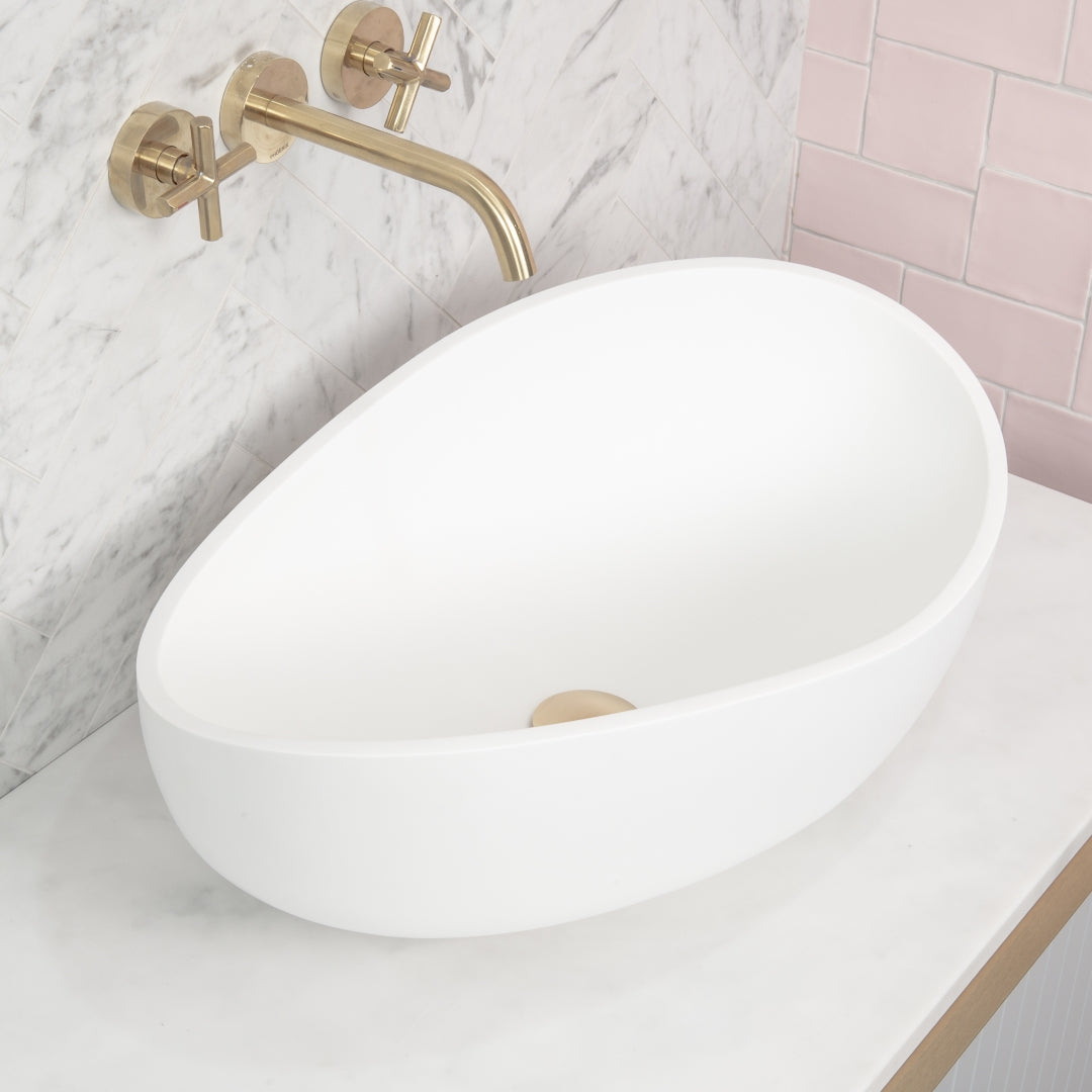 ENFLAIR WAVE OVAL SHAPE ABOVE COUNTER BASIN GLOSS WHITE 600MM