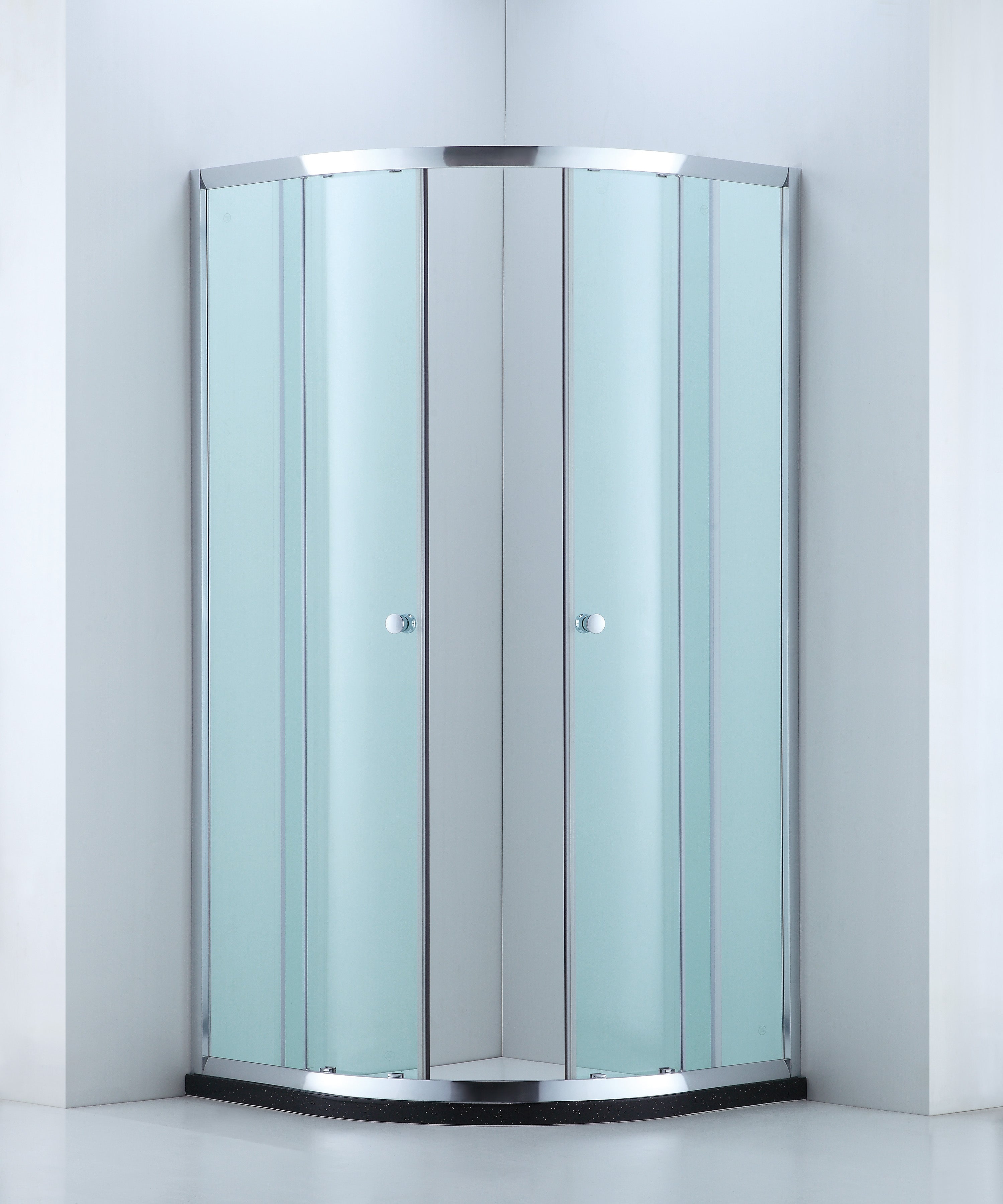 COVEY WALL TO WALL SEMI-FRAMED CURVED SLIDING DOOR SHOWER SCREEN CHROME