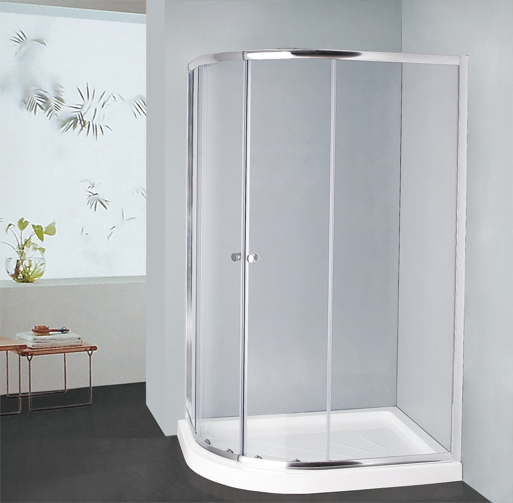 COVEY WALL TO WALL SEMI-FRAMED CURVED SLIDING DOOR SHOWER SCREEN CHROME