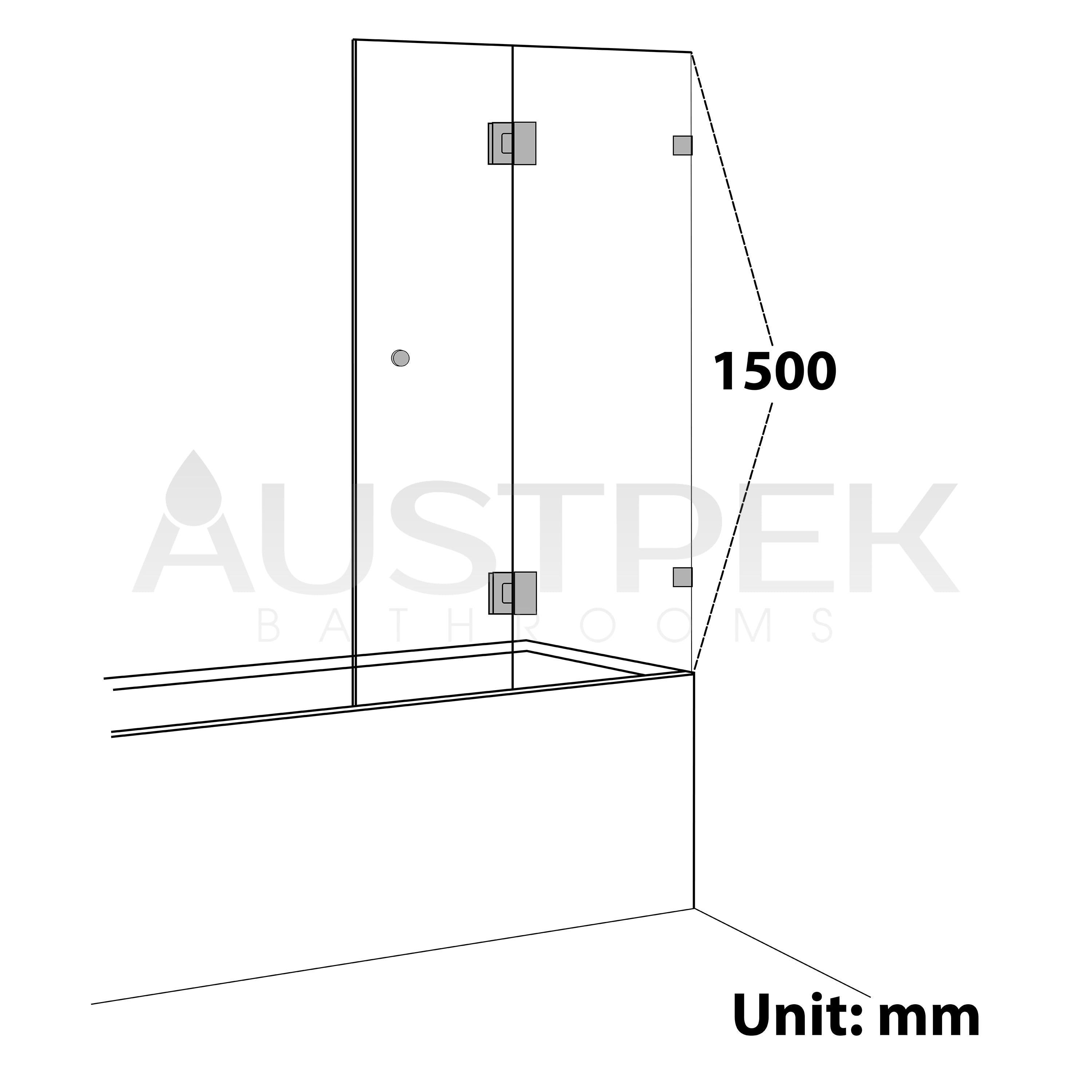 COVEY FIXED AND SWING PANEL OVER BATHTUB GLASS BRUSHED NICKEL