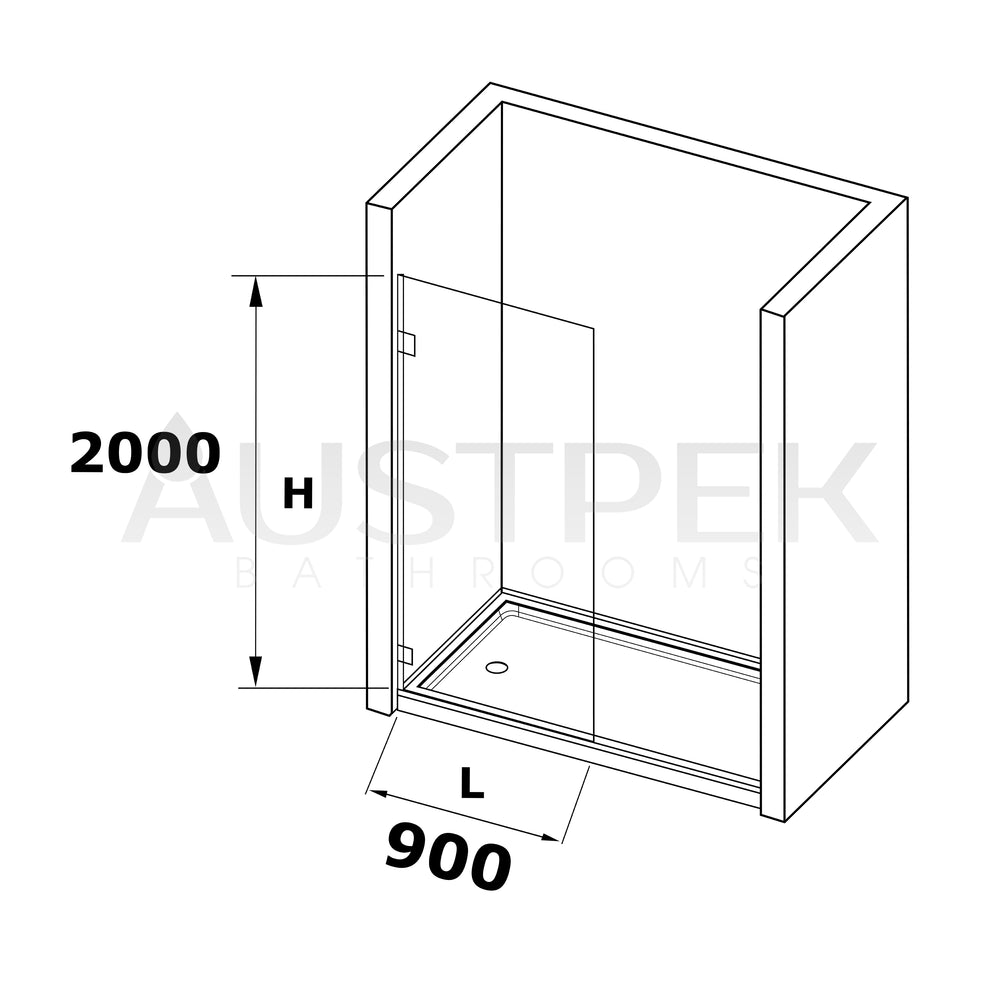 COVEY FRAMELESS WALK IN SINGLE PANEL GREY TINTED GLASS SHOWER SCREEN MATTE BLACK