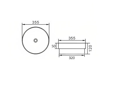 INSPIRE INSERT CERAMIC BASIN SLIM NTH ULTRA GLOSS WHITE 355MM