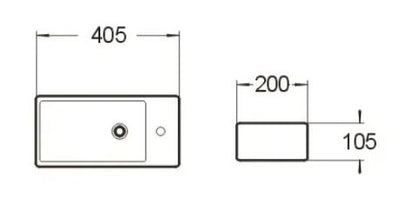 INSPIRE COMPACT WALL HUNG LEFT HAND BASIN GLOSS WHITE 405MM