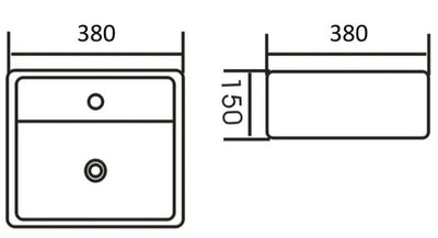 INSPIRE SQUARE WALL HUNG BASIN GLOSS WHITE 380MM
