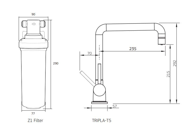 PURETEC TRIPLA T5 FAUCET WITH QUICK-TWIST FILTER 0.1 MICRON