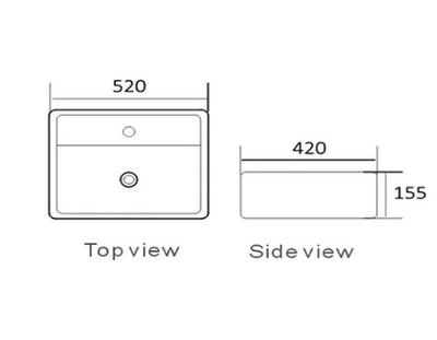 INSPIRE SQUARE WALL HUNG BASIN GLOSS WHITE 520MM