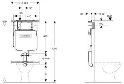 GEBERIT SIGMA 8 CONCEALED CISTERN FOR WALL FACED PAN