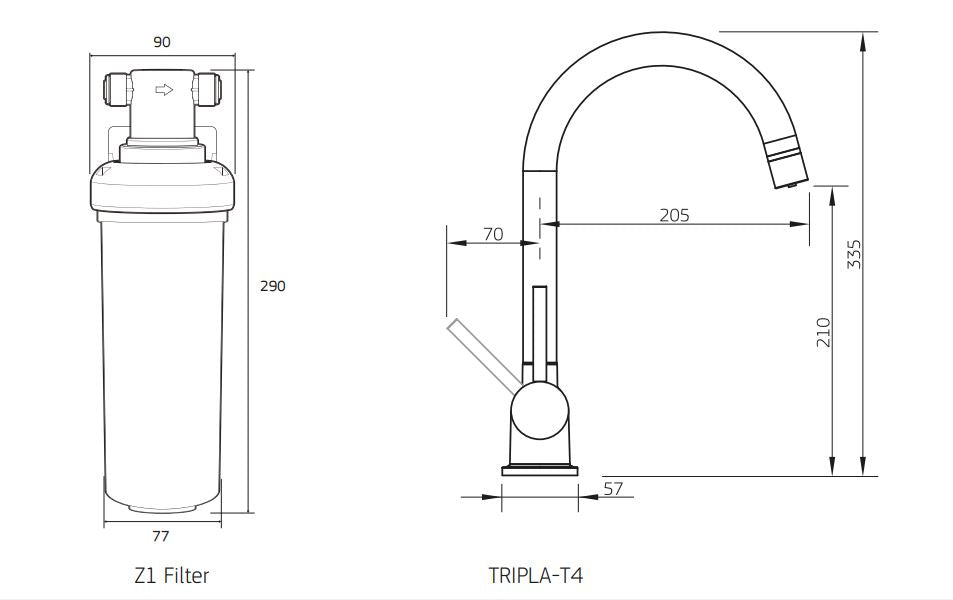 PURETEC TRIPLA T4 FAUCET WITH QUICK-TWIST FILTER 0.1 MICRON