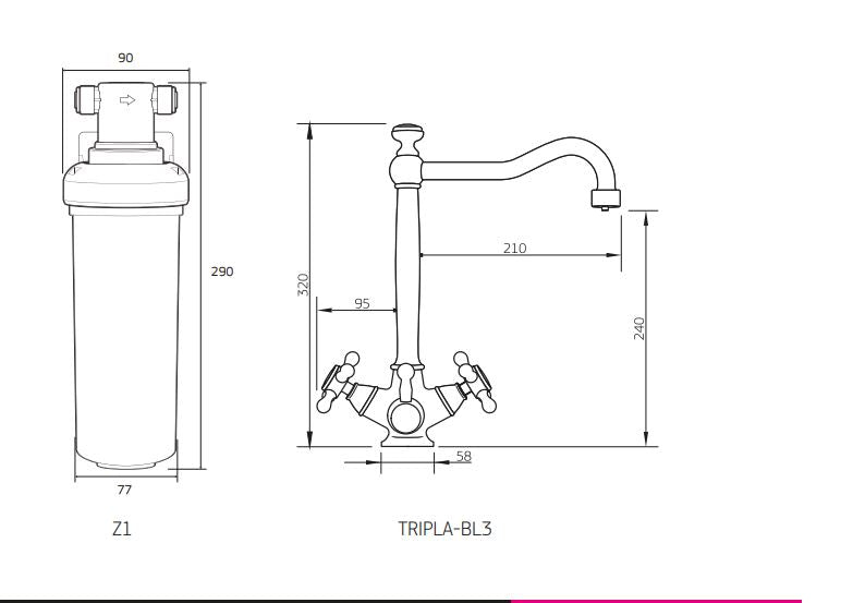 PURETEC TRIPLA FAUCET WITH QUICK-TWIST FILTER 0.1 MICRON