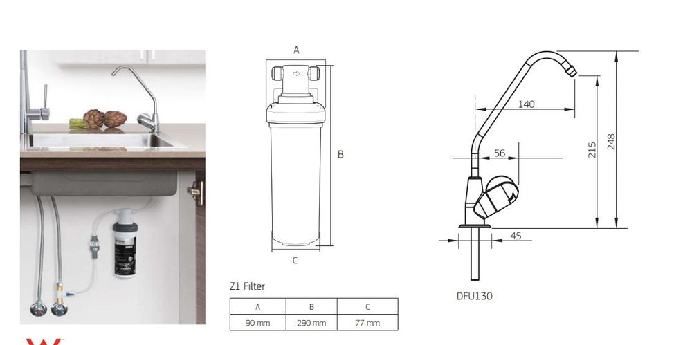 PURETEC LEAD FREE LONG REACH DESIGNER FAUCET WITH QUICK TWIST FILTER 0.1MICRON