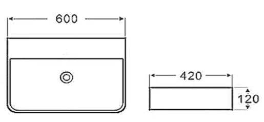 INSPIRE SQUARE NO TAP HOLE WALL HUNG BASIN WHITE 600MM