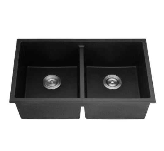 POSEIDON QUARTZ UNDERMOUNT KITCHEN SINK MATTE BLACK 762MM