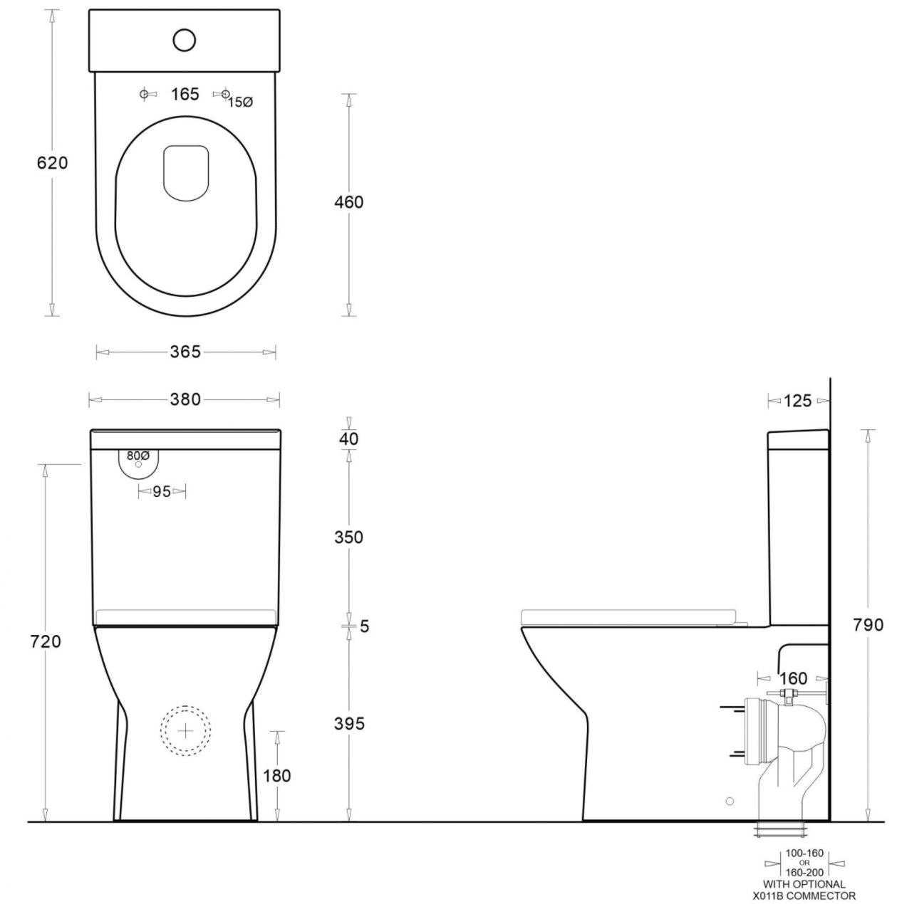 JOHNSON SUISSE EMILIA RIMLESS FLUSH TO WALL TOILET GLOSS WHITE