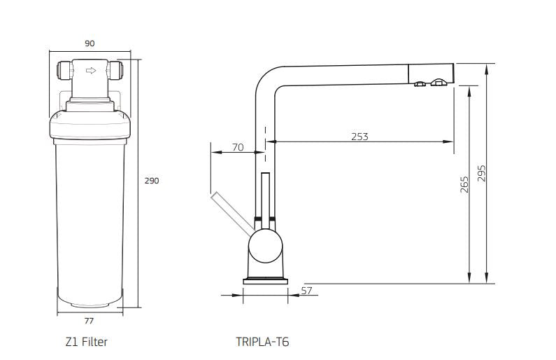 PURETEC LEAD FREE TRIPLA T6 FAUCET WITH QUICK-TWIST FILTER 0.1 MICRON