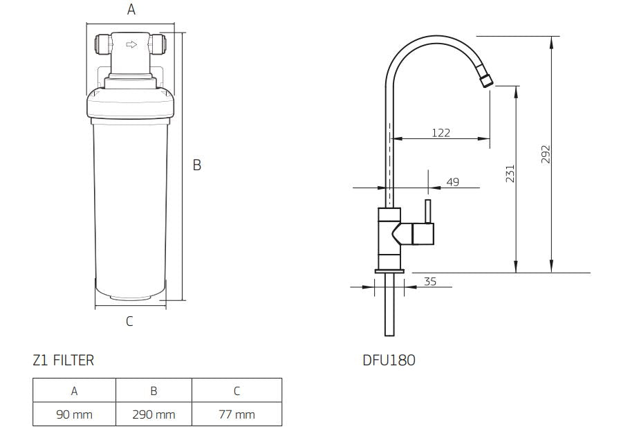 PURETEC HIGH LOOP DESIGNER FAUCET WITH QUICK TWIST FILTER 0.1 MICRON