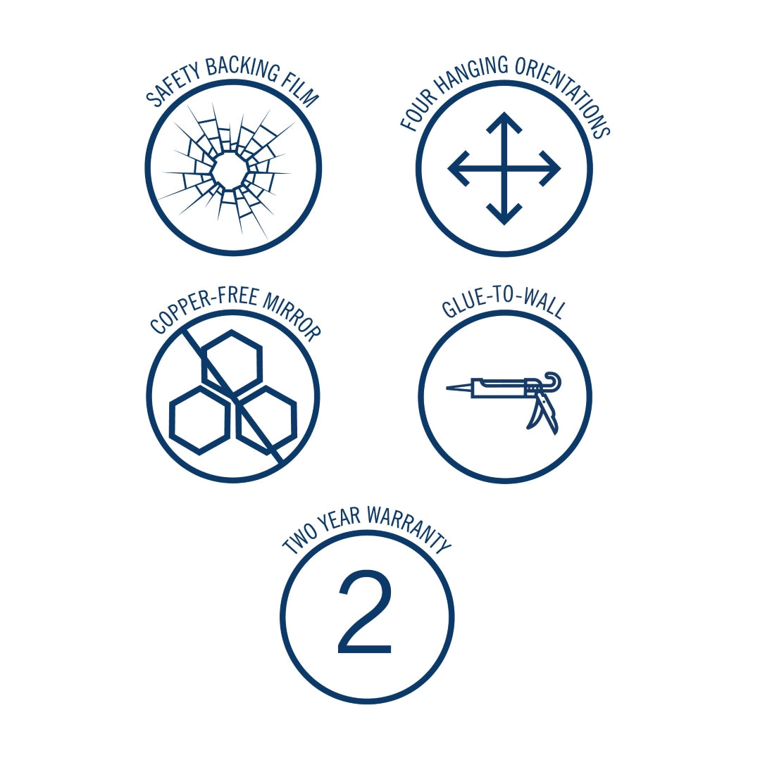 THERMOGROUP ABLAZE STANDARD D-SHAPE POLISHED EDGE GLUE MIRROR 1500MM