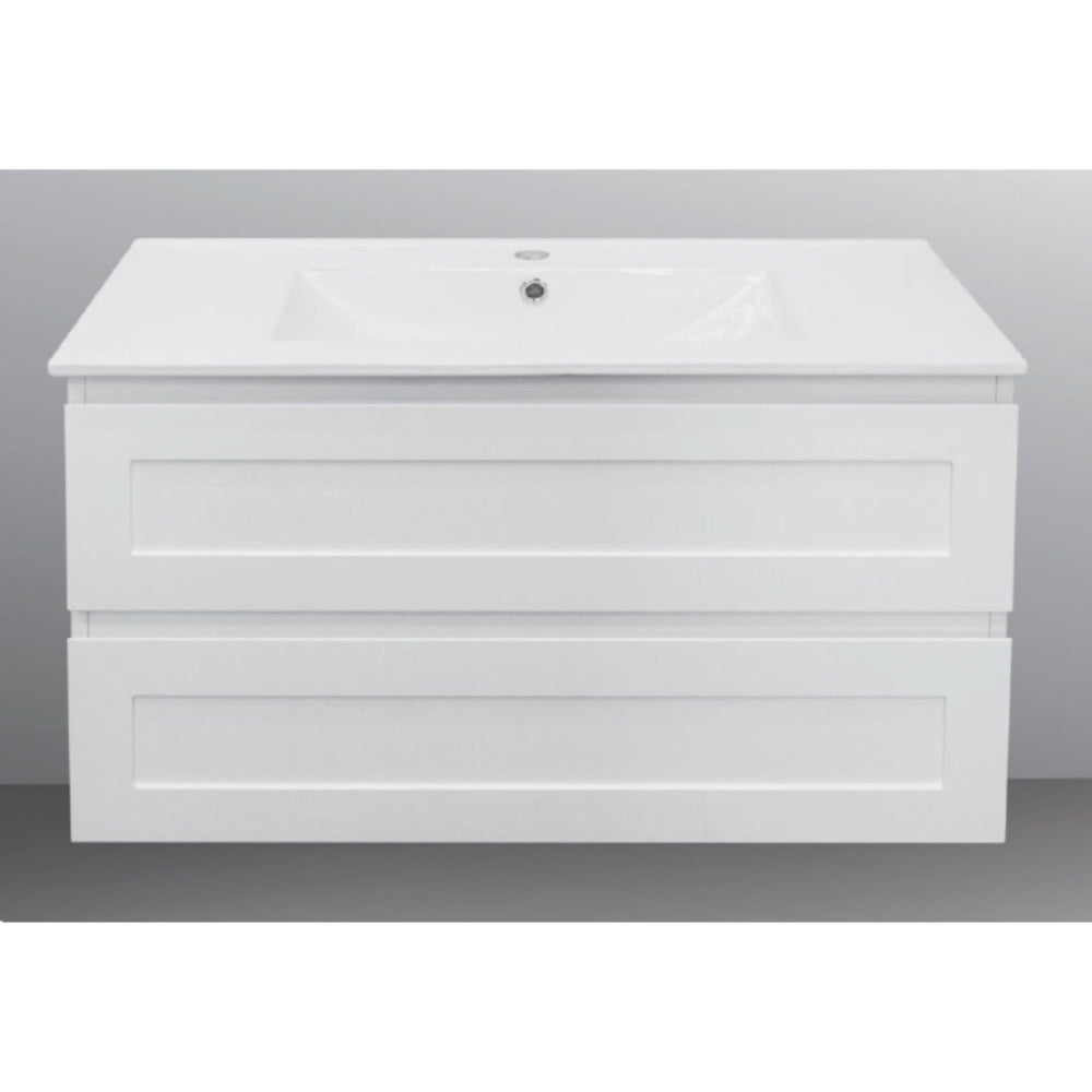 BTH SHAKER PROFILE DRAWER MATTE WHITE 750MM SINGLE BOWL WALL HUNG VANITY