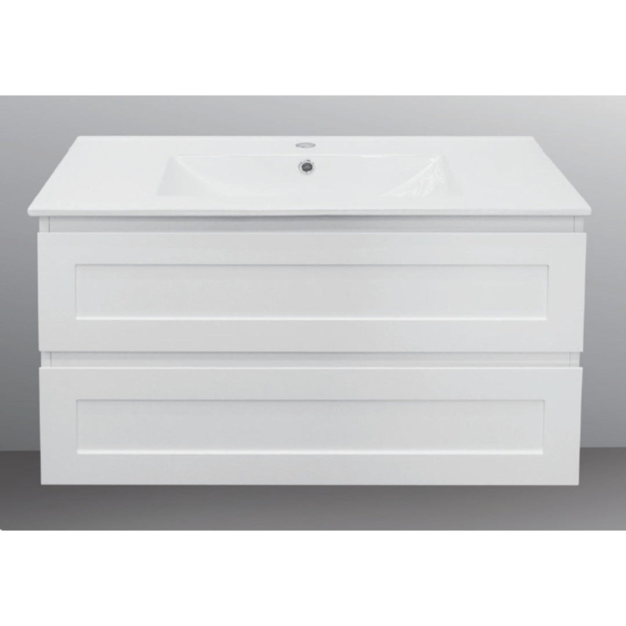 BTH SHAKER PROFILE DRAWER MATTE WHITE 900MM SINGLE BOWL WALL HUNG VANITY