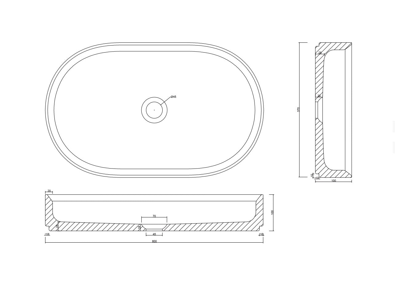 GALLARIA DIAL OUT MERRAZZO OVAL ABOVE COUNTER STONE BASIN SNEAKY PEACH 600MM