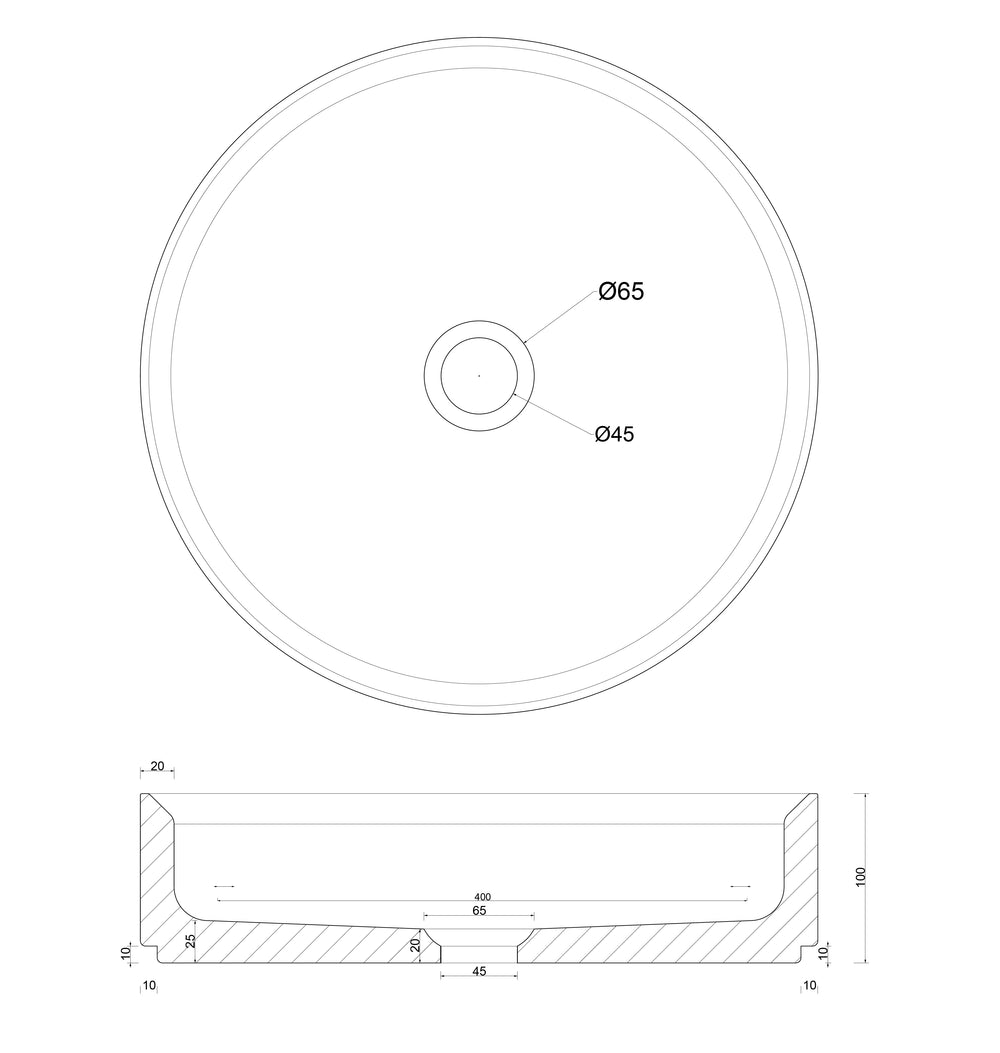 GALLARIA DIAL UP MERRAZZO ROUND ABOVE COUNTER STONE BASIN SNEAKY PEACH 400MM